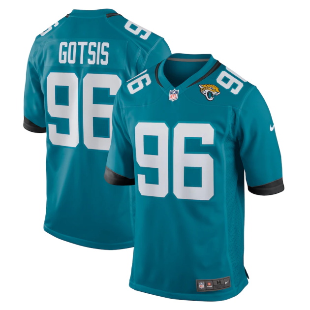 mens nike adam gotsis teal jacksonville jaguars game jersey